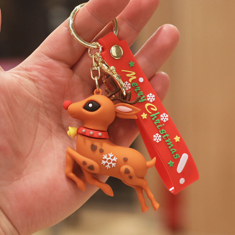 Wholesale Christmas Doll Cartoon Rubber Keychain